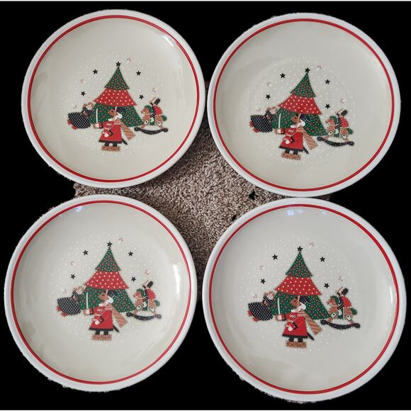 Noritake Epoch HOLIDAY JOY 10.25" Dinner Plate Set 4 8200 Mint Christmas 1980 - Picture 1 of 4